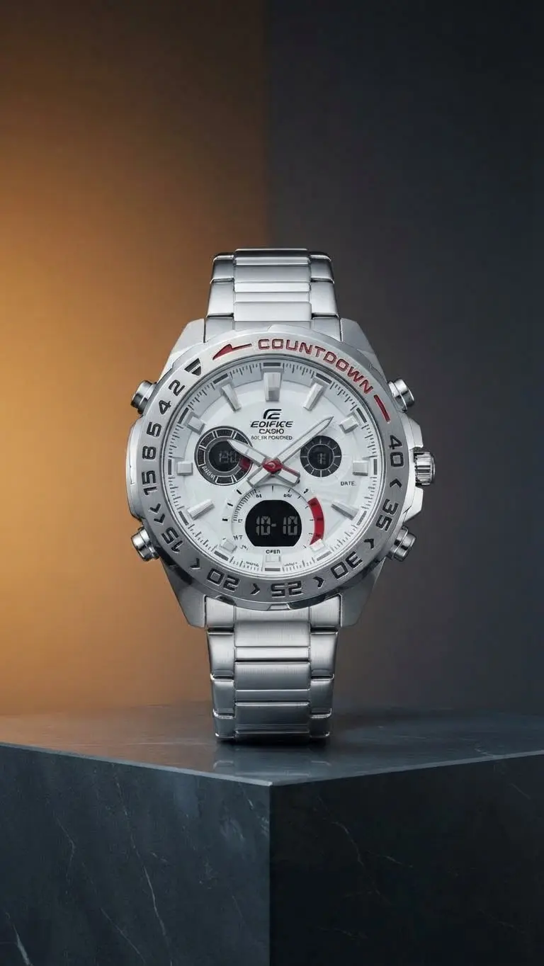 Casio Edifice Dual Polar Silver · Ref. CE-08