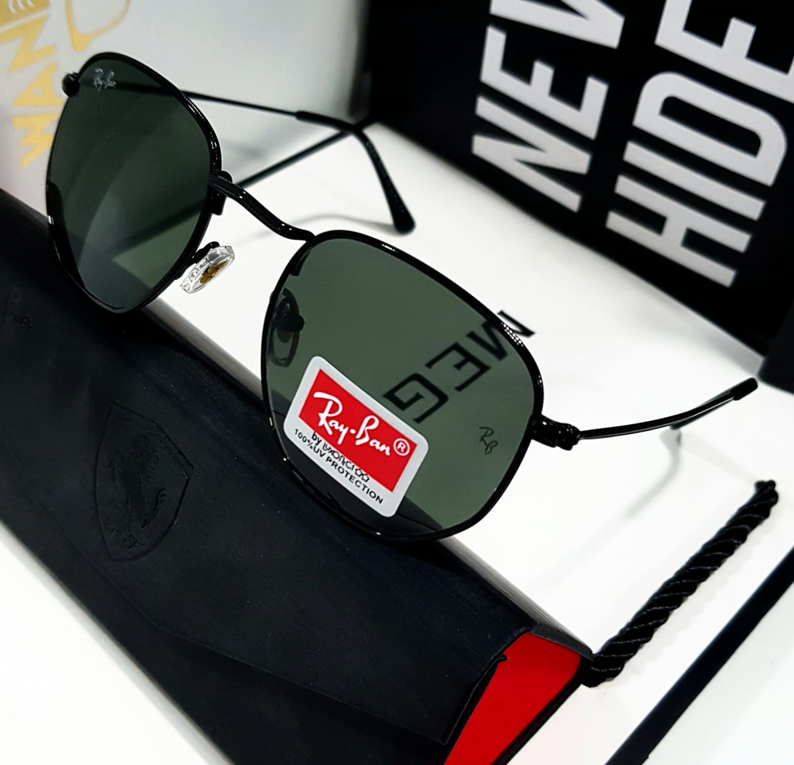 Ray-Ban Hexagonal Black Green · vista 1