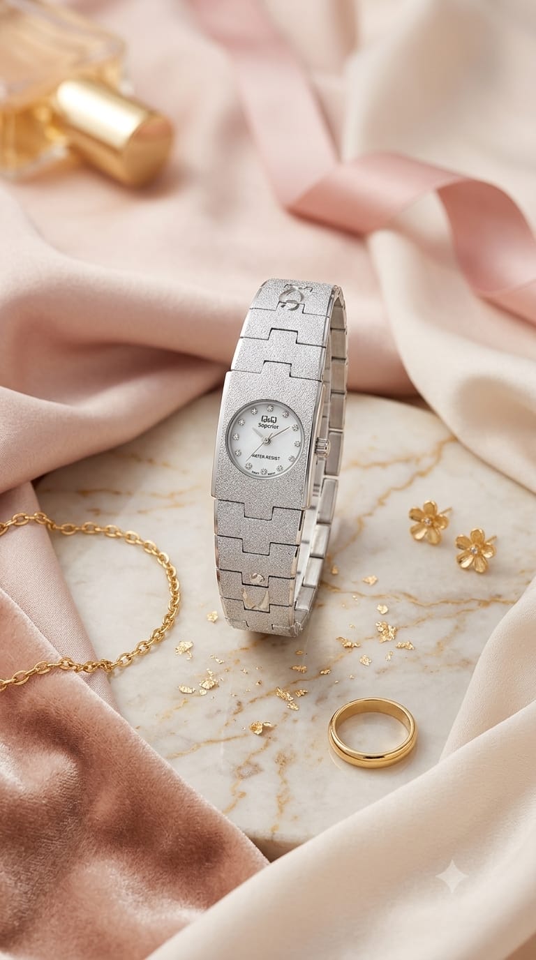 Q&Q Plata Minimal · Ref. DM-38 · vista 1