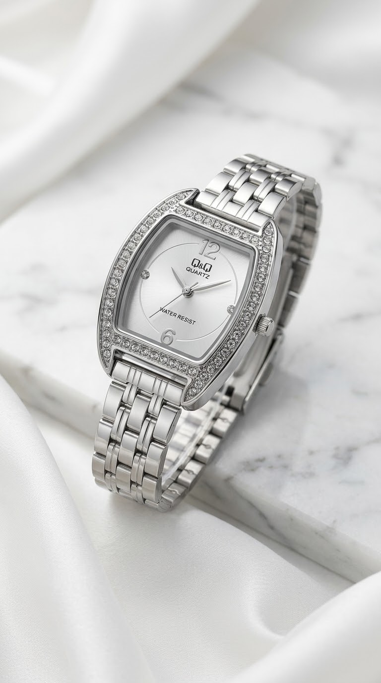 Q&Q Plata Rectangular Cristal · Ref. DM-50 · vista 1