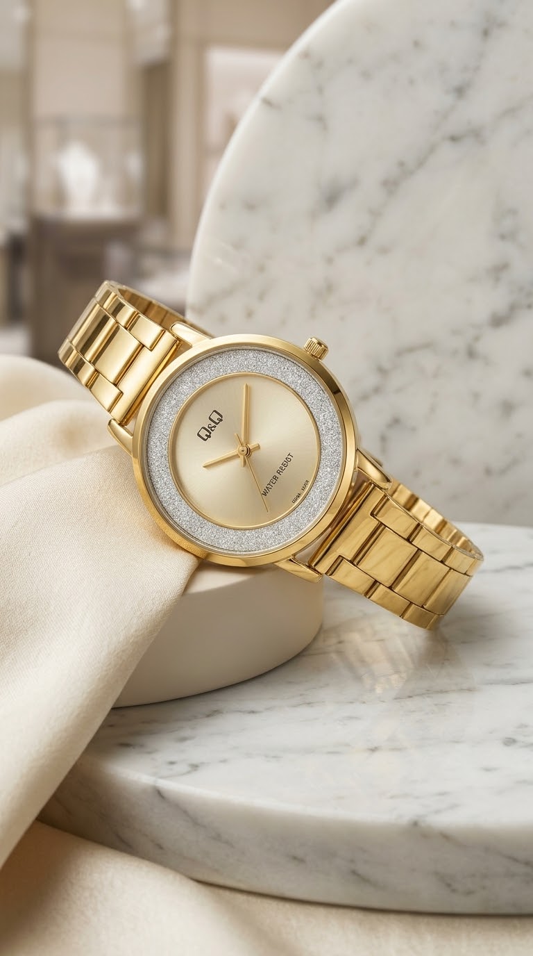 Q&Q Dorado Halo Perla · Ref. DM-63 · vista 1