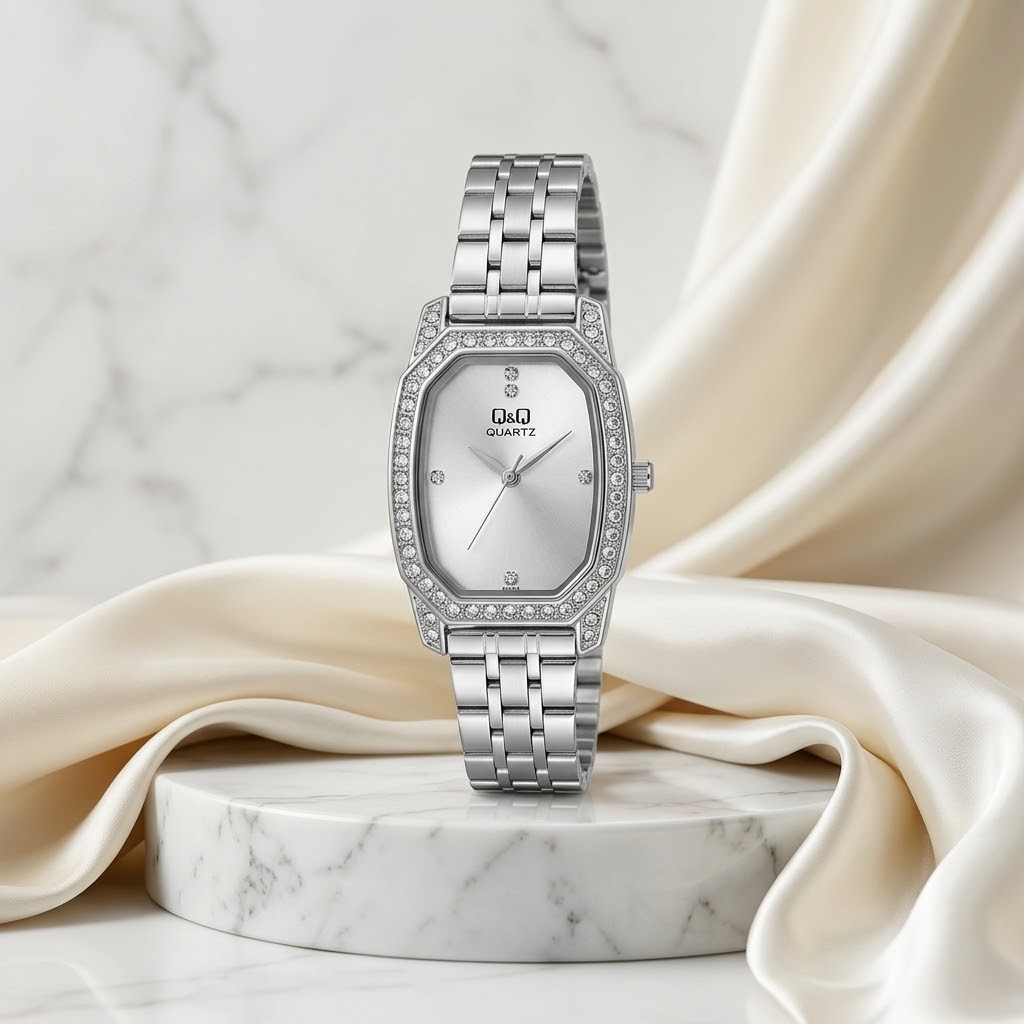 Q&Q Plata Petite Cristal · Ref. DM-74 · vista 1