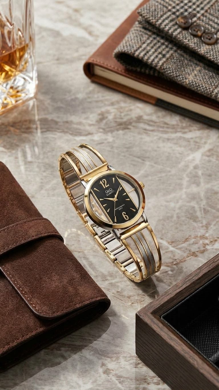 Q&Q Open Band Bicolor Onyx · Ref. QQ-OB03 · vista 1