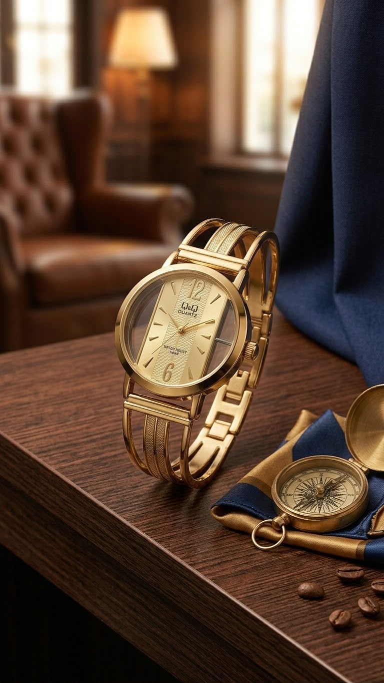 Q&Q Open Band Gold Champagne · Ref. QQ-OB04 · vista 1