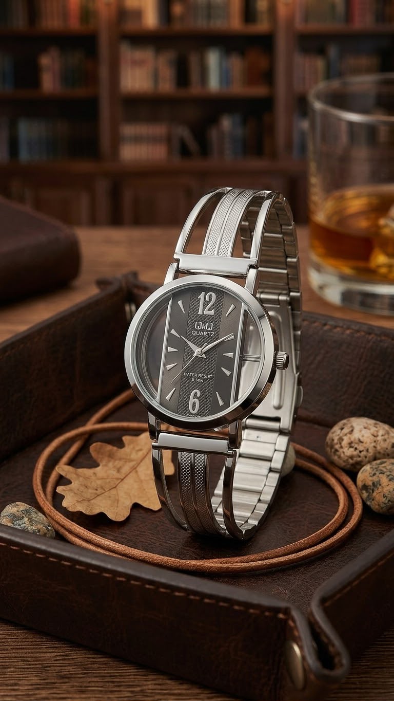 Q&Q Open Band Silver Grey · Ref. QQ-OB01 · vista 1