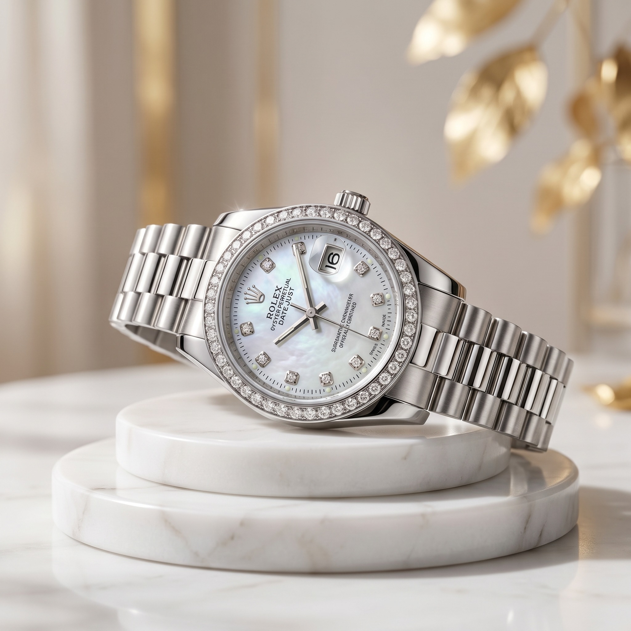 Rolex Datejust Crystal Silver Pearl · Ref. RL-N02