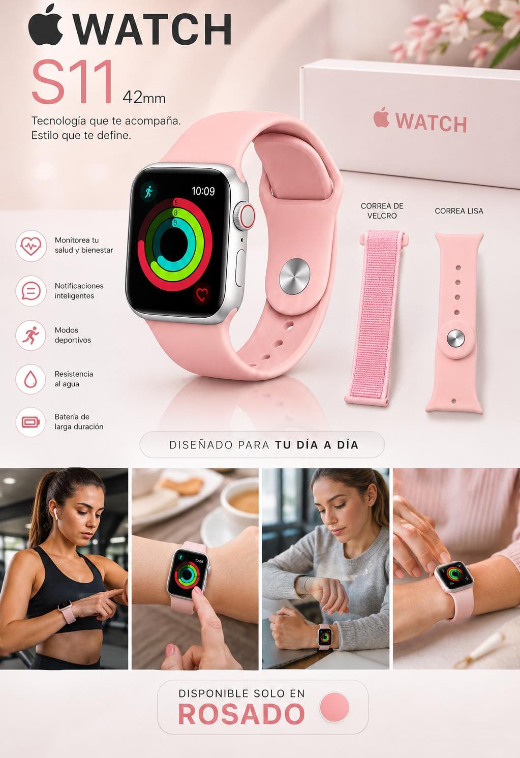 Smartwatch S11 Rosa 42 mm · vista 1